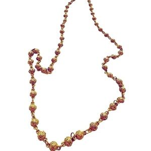 Vintage costume knotted gold bead necklace. EUC